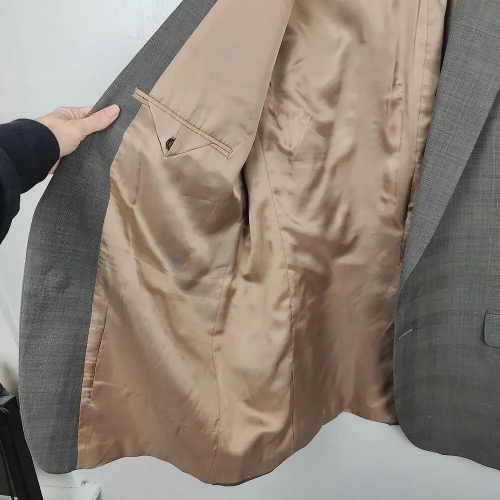 Lauren Ralph Lauren Blazer Mens 46L‎ Tan Brushed 100% Wool Preppy Suit